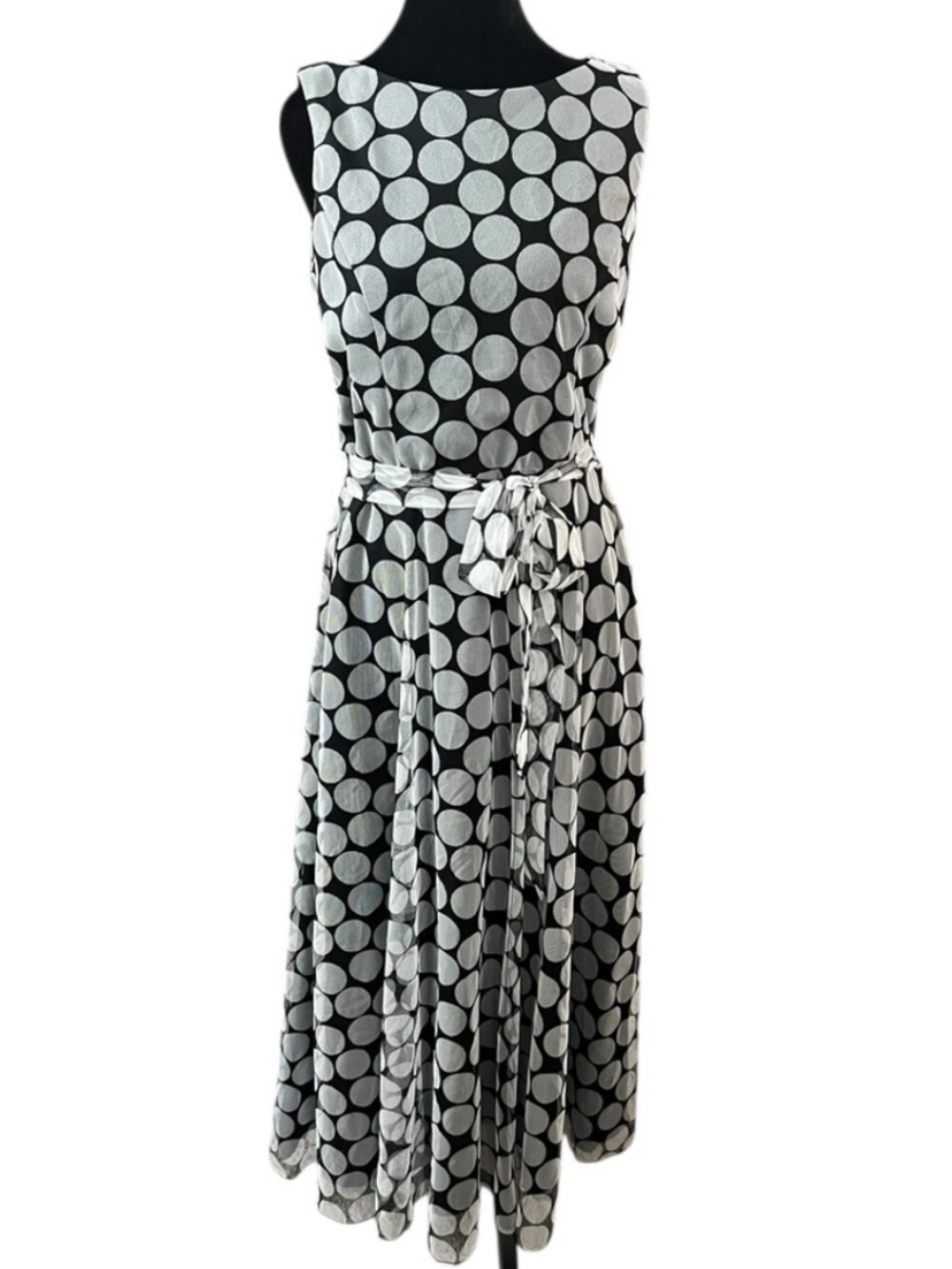 Jessica Howard Black and White Polka Dot Maxi Dress Size 6